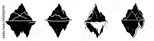 Iceberg silhouette icon pack flat design vector illustration set isolated on transparent background scalable graphic