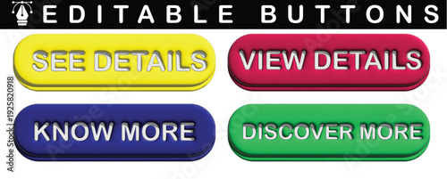 Colorful editable buttons for modern website design elements