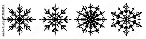 Snowflake silhouette icon pack set winter holiday flat design vector illustration scalable art
