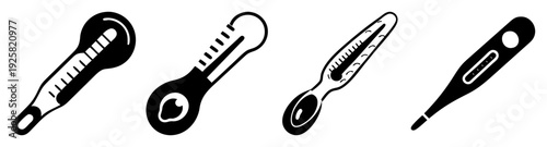 Thermometer key tools set flat design vector illustration scalable icon pack for health and temperature monitoring