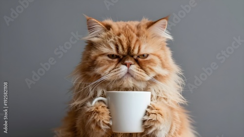 a cat and a cup of coffee