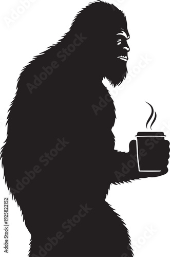 bigfoot with coffee silhouette