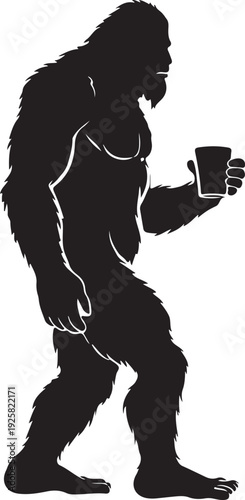 bigfoot with coffee silhouette