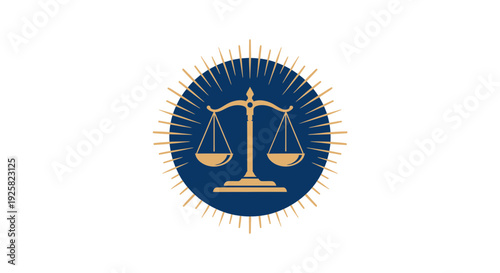 Symbol Of Justice And Balance Design With Sun Rays In Detailed Illustration