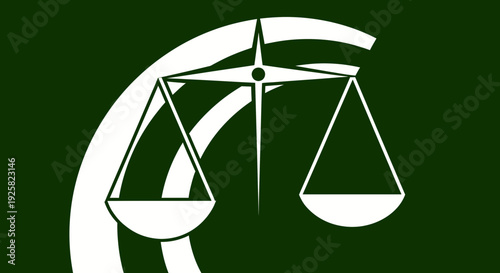 Symbol Of Justice And Balance With Elegant Design On Dark Green Background