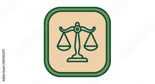 Symbol Of Justice And Law Within A Rounded And Decorative Green Frame