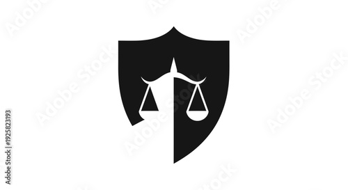 Symbol Of Justice And Protection Represented Within A Shield Icon With Scales