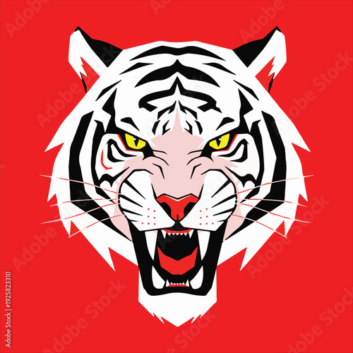 Roaring Tiger Head Vector Silhouette - Fierce Animal Mascot Logo