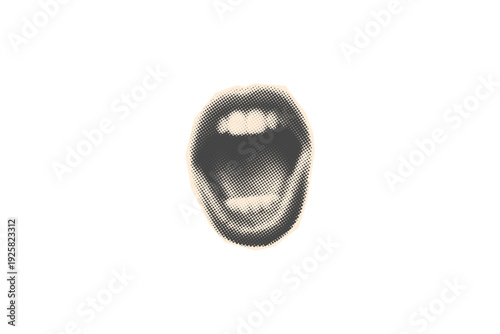 Vintage Screaming Mouth Halftone Illustration