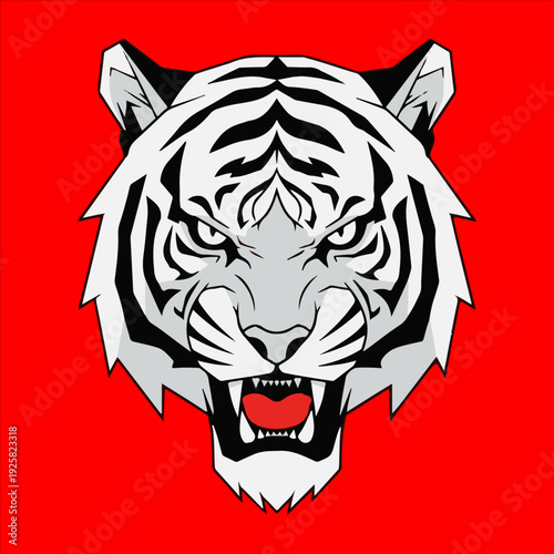 Roaring Tiger Head Vector Silhouette - Fierce Animal Mascot Logo