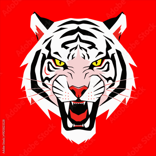 Roaring Tiger Head Vector Silhouette - Fierce Animal Mascot Logo