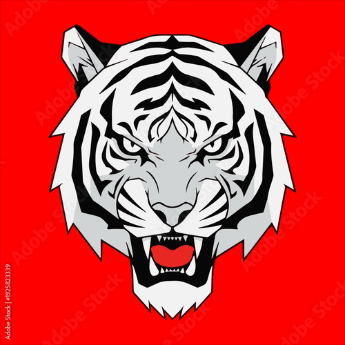Roaring Tiger Head Vector Silhouette - Fierce Animal Mascot Logo