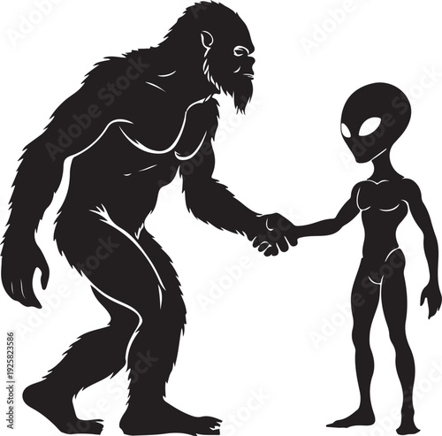bigfoot and alien silhouette