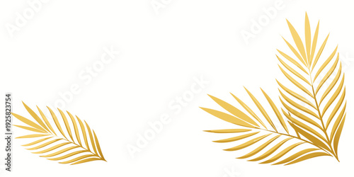 Golden tropical palm leaves banner, vector