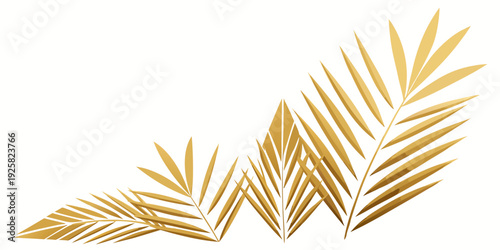 Elegant golden palm leaves illustration, vector