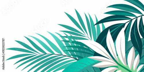 Tropical palm leaves illustration, vector