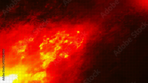 Dynamic, intense and powerful fire flame in red-orange tones on a complex mosaic background. Vector illustration