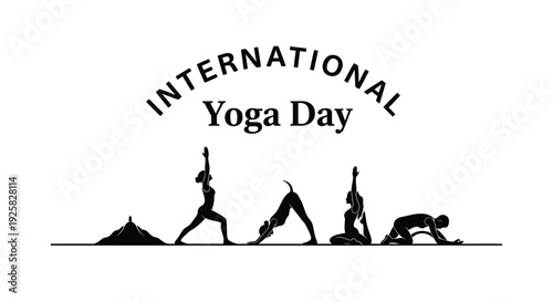 International Yoga Day icon set, yoga poses, yoga day