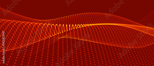 Colorful music wave. Background in a digital style. Dynamic wave of glowing particles. Futuristic background for presentations. 3D vector illustration.