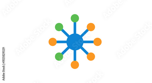 Blue Central Node with Green and Orange Connections.