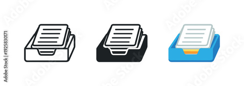 Office inbox context featuring a rectangular mail tray holding stacked sheets, identical form repeated in a horizontal trio and