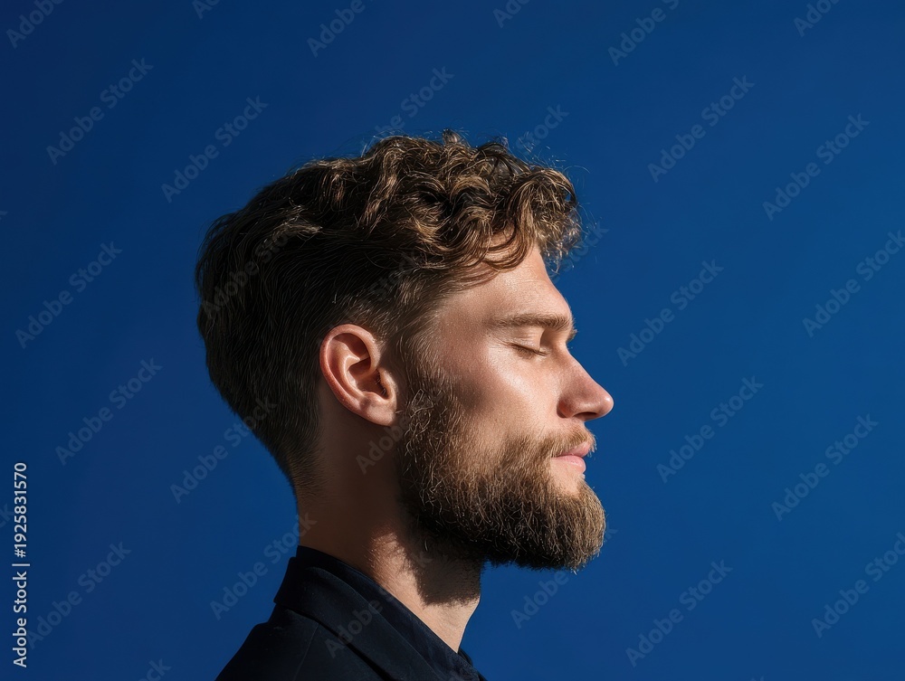 Fototapeta premium profile portrait professional isolated on a blue background