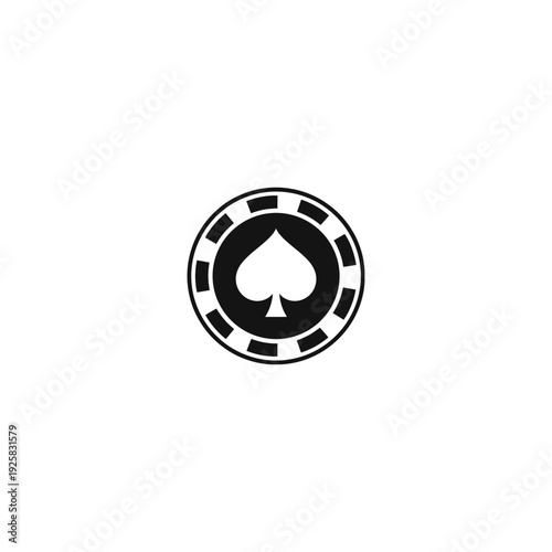 Black Spade Poker Chip Casino Gambling logo icon flat vector design