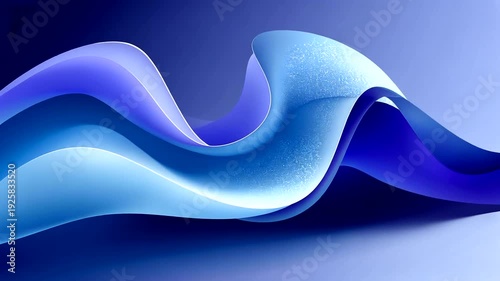 Abstract flowing ribbons of blue and light blue hues with textured surface