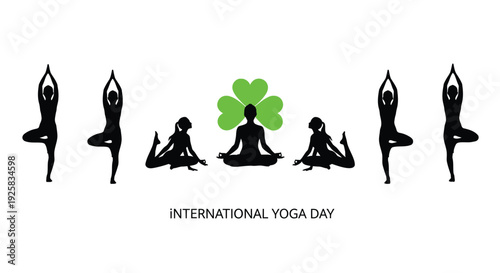 Yoga icon set with International Yoga Day theme