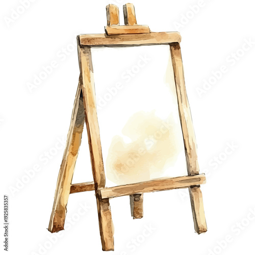 Wooden Canvas Stretcher Frame, vector watercolor, clipart, isolated on a white background.