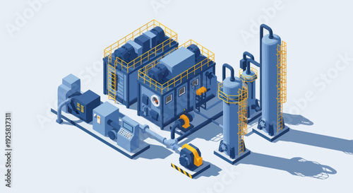 Industrial Manufacturing Plant Equipment Set.