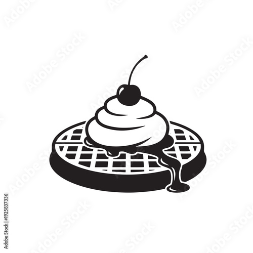 Sweet Waffle Dessert Silhouette Icon