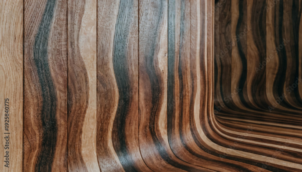 Fototapeta premium Wooden Surface with Wavy Patterns and Dark Brown Stripes