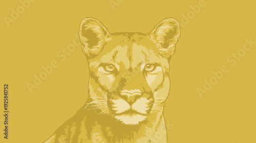 Graphic image of a cougar, stylized with a monochrome, duotone color scheme