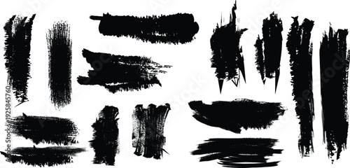 Abstract brush stroke art with black marks on white background