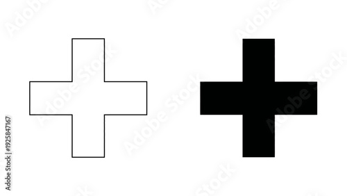 Medical cross icon, healthcare and first aid silhouette and outline vector, emergency hospital sign and pharmacy symbol, 4K high quality, isolated on white.