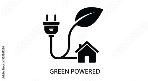 Green energy icon, eco power symbol, electricity leaf logo