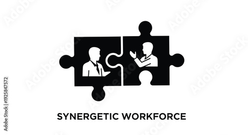 Synergetic workforce puzzle vector icon