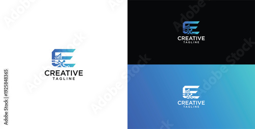 technology logo vector. E initial logo design