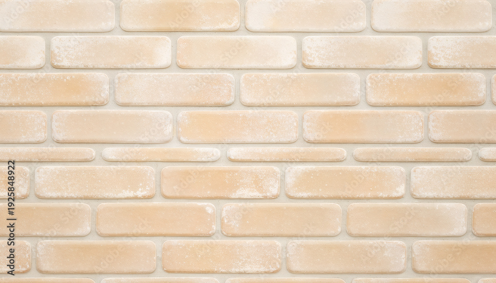 Fototapeta premium A textured beige brick wall background, creating a warm and inviting aesthetic for various design projects