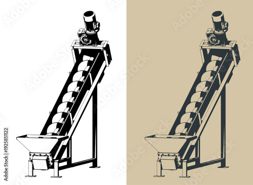 Screw conveyor isometric illustrations