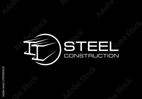 Steel channel beam icon logo design vector, heavy construction logo