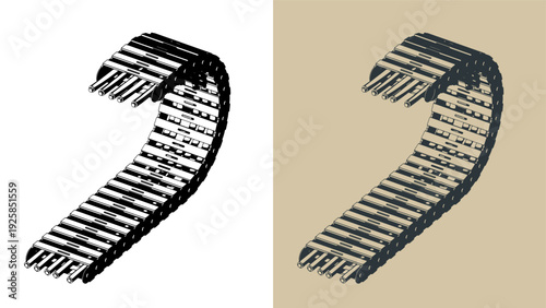 Cable drag chain isometric illustrations