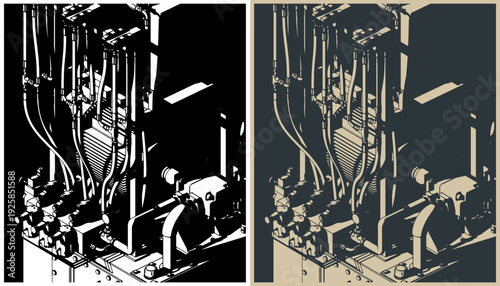 Hydraulic power unit close-up