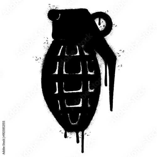 Black Spray Paint Grenade Illustration with Drips and Splatter