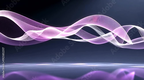 Abstract waves flow over a surface with glowing light, against a gradient backdrop