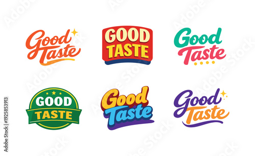 Clean modern holiday banner illustration displaying modern lettering logo set for Good Taste, professional logo-style typography