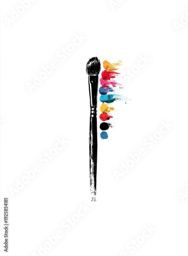 Brush strokes colorful paint on white. Minimal art