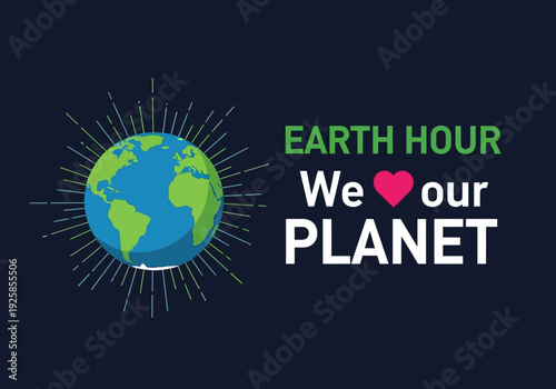 Earth hour we love our planet illustration