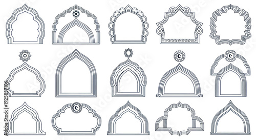 Collection of Islamic Architectural Arches and Frames.